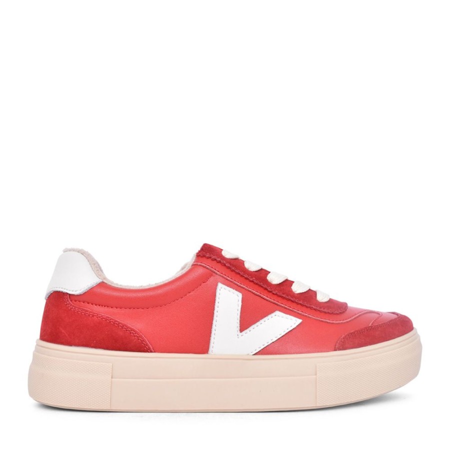 Ladies DRILLEYS | Ladies Eighty Laced Trainer In Red