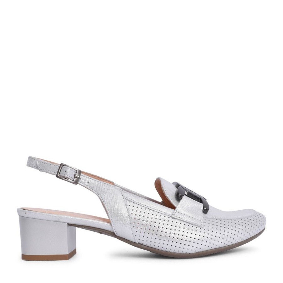 Ladies BIOECO | Ladies 3963 Sling Back Court Shoe In Silver