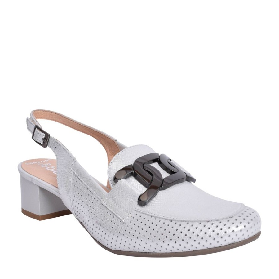 Ladies BIOECO | Ladies 3963 Sling Back Court Shoe In Silver