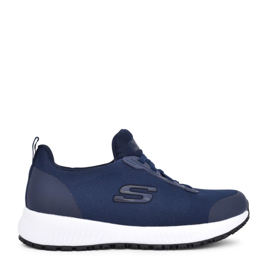 Ladies SKECHERS | Ladies Workwear 77222Ec Squad Sr Laced Trainer In Navy